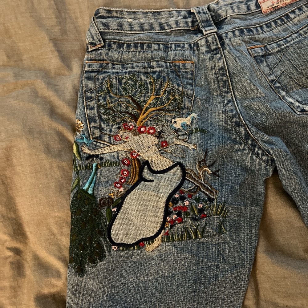 rare vintage true religion embroidered jeans size 29”